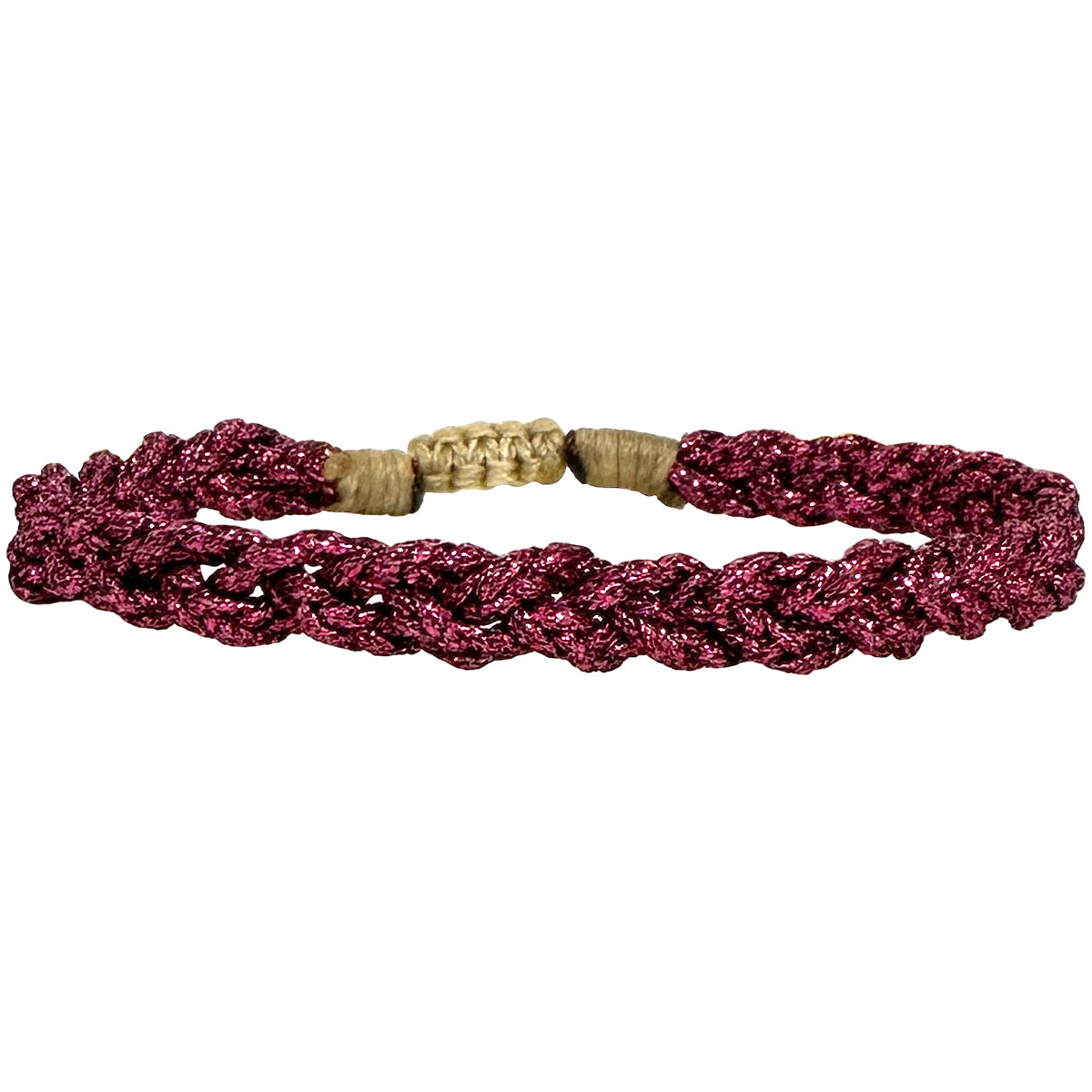 Handmade Verina Bracelet Using metallic Fuchsia Threads