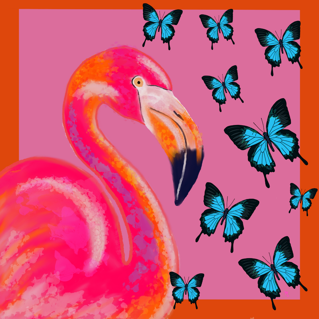 Flamingo Scarf 100% Silk