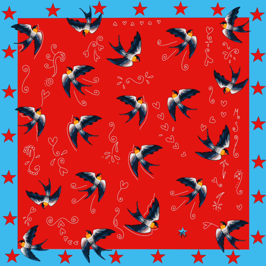 Swallow Scarf- 100%Silk