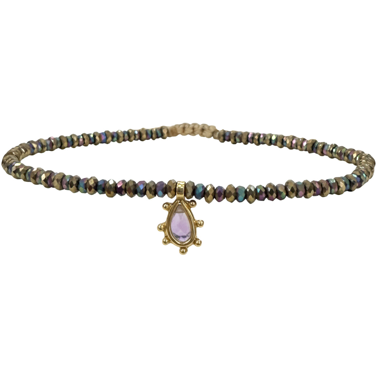 Aurora Bracelet Featuring a Rough Diamond And Hematite stones in Blue Tones