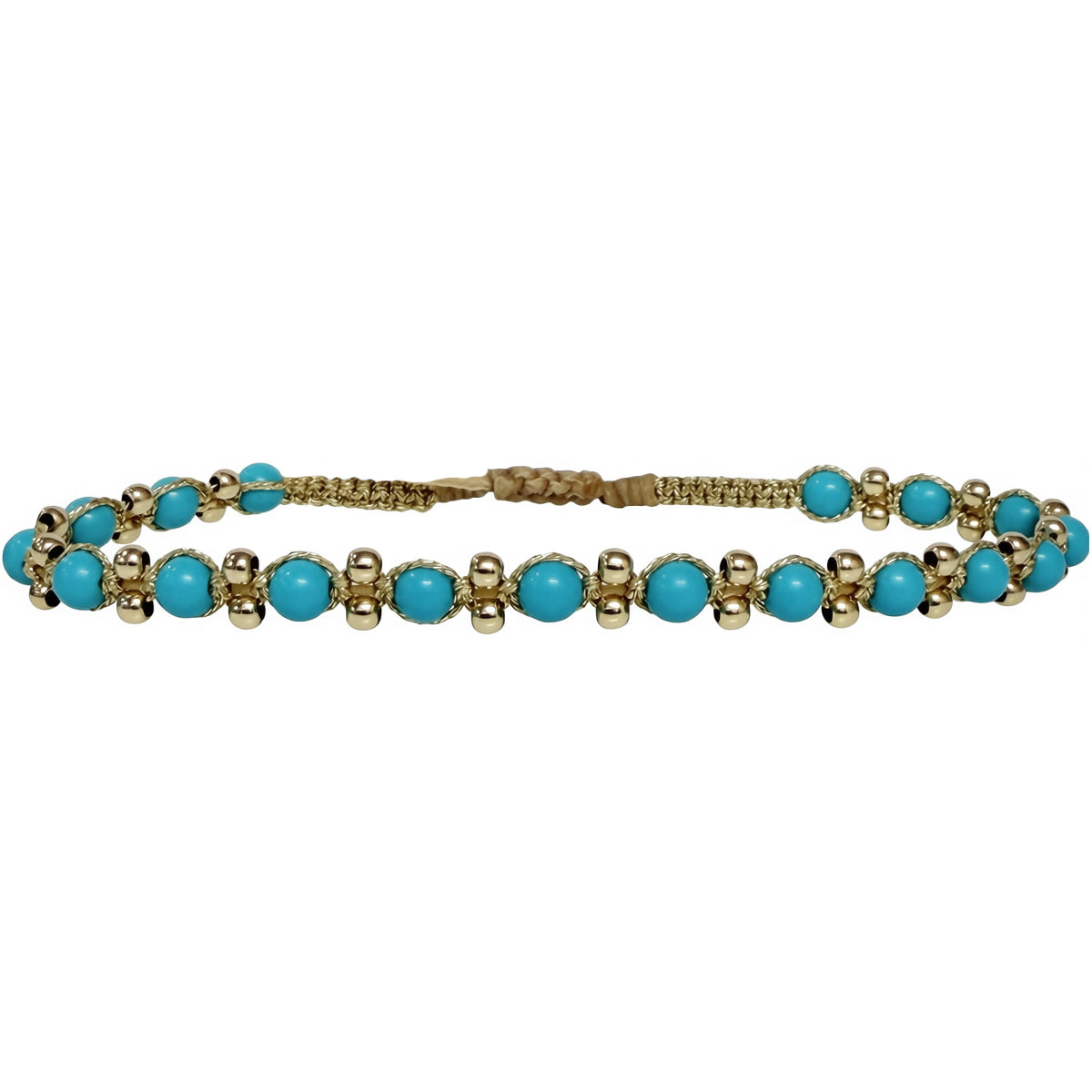 Coralia Handmade Bracelet in Gold and Turquoise Tones