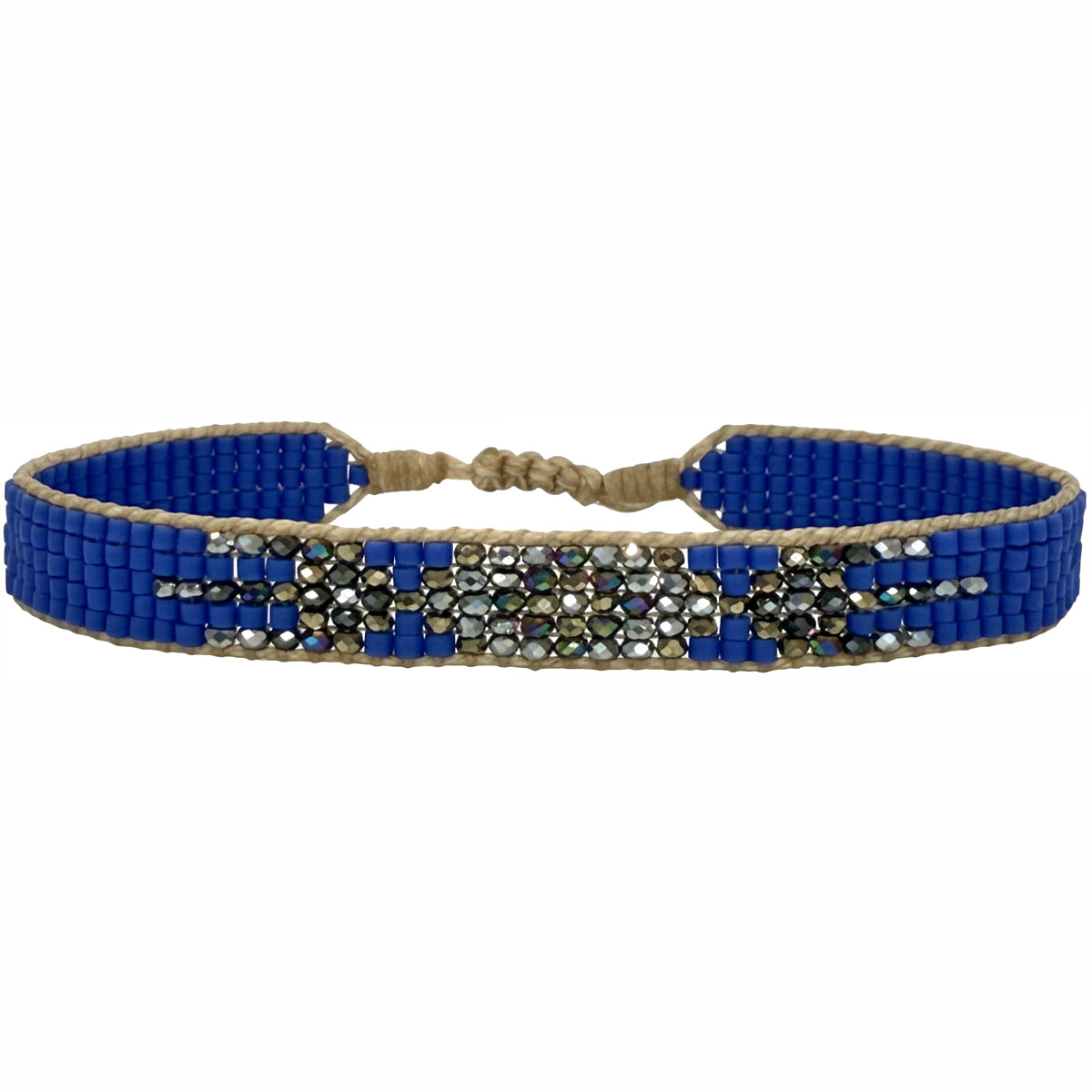 Petra Handmade Bracelet in Blue and Silver Tones