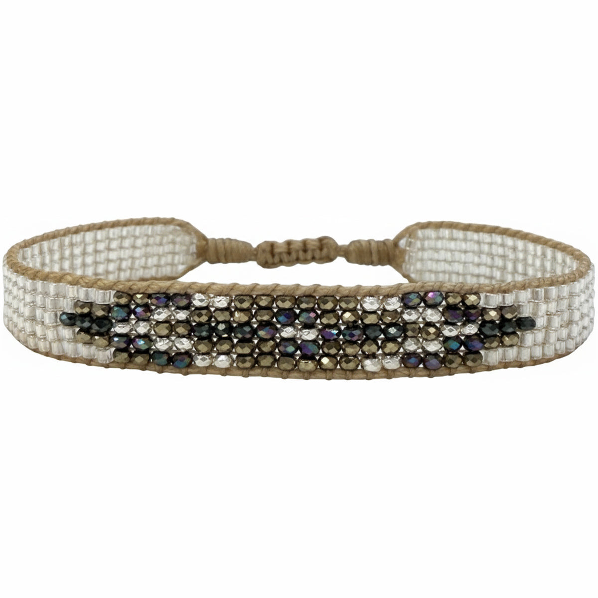 Petra Handmade Bracelet in Silver & Cream tones