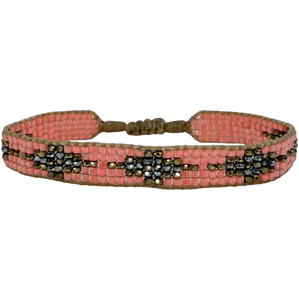 Petra Handmade Bracelet in Pink & Silver Tones