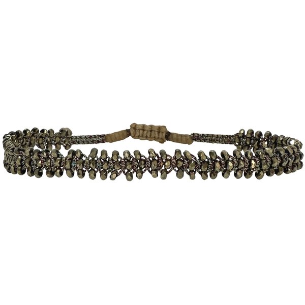 LeJu Glimmer 01 handmade hematite and metallic thread bracelet