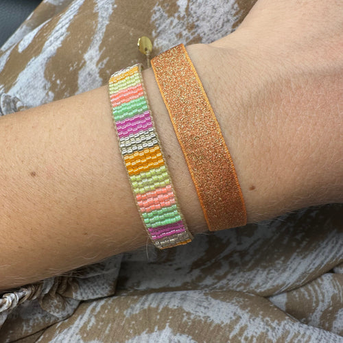 HANDWOVEN SPARKLE BASIC BRACELET IN GOLD & ORANGE TONES