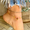 HANDMADE ANKLET FEATURING GOLD AND PINK TOURMALINE STONE