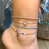 HANDMADE ANKLET BRACELET IN NEON TONES WITH SILVER HEART CHARM