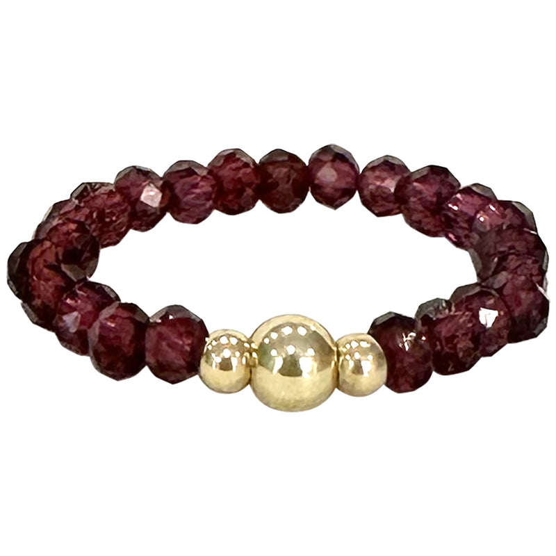 RHODOLITE RING WITH GOLD DETAILS