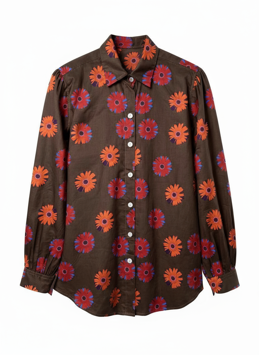 BROWN-FLOWER SHIRT  AW26