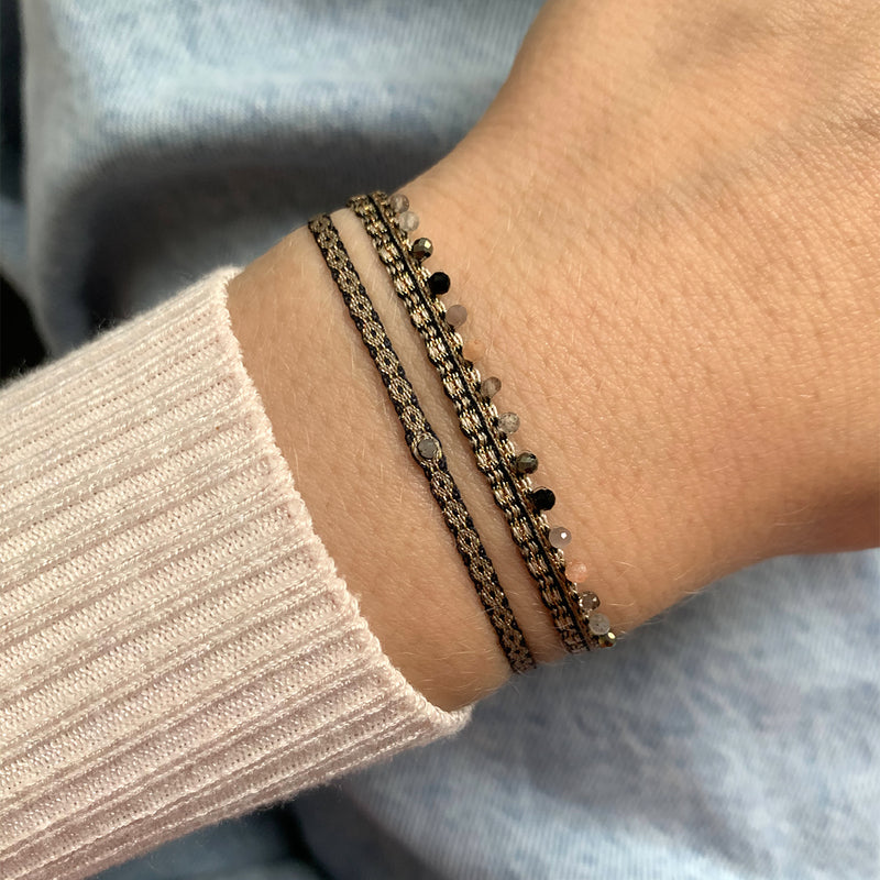 BLACK DIAMOND HANDWOVEN BRACELET IN NEUTRAL TONES