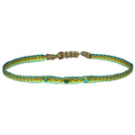 HANDWOVEN BRACELET WITH 3 TURQUOISE STONES IN GREEN TONES