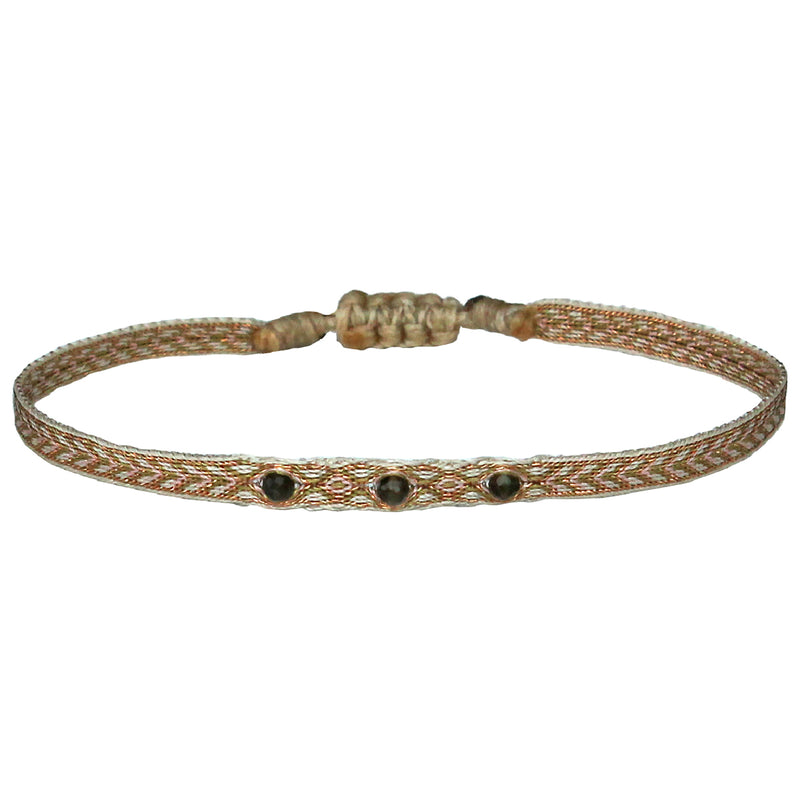 HANDWOVEN BRACELET WITH GOLD OBSIDIAN STONES