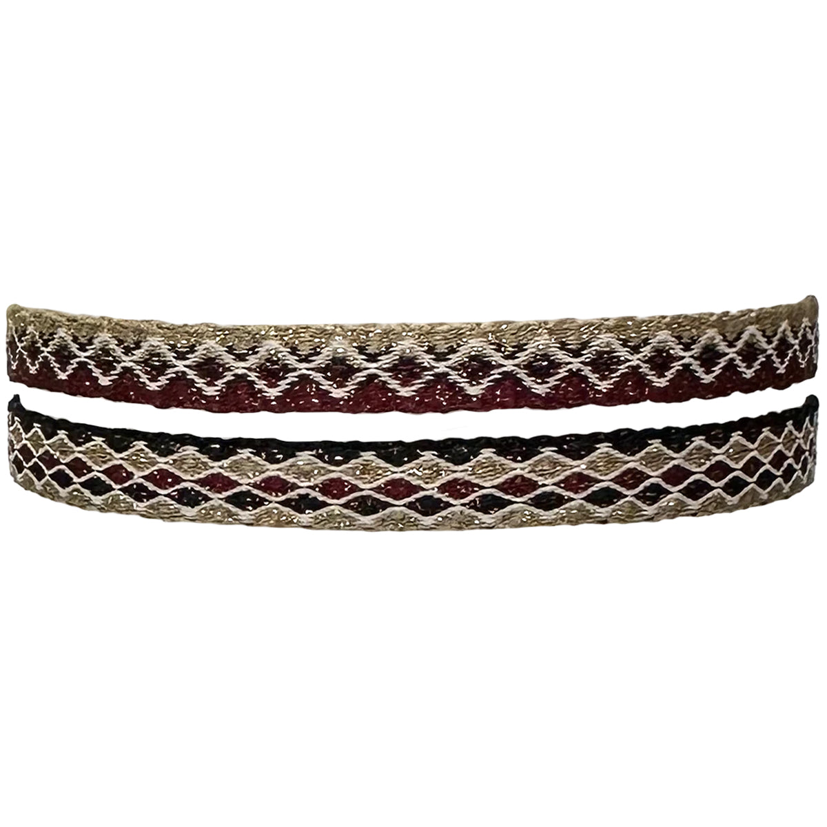 Handmade Set of Two Bracelets In Beige, Gold and Purple