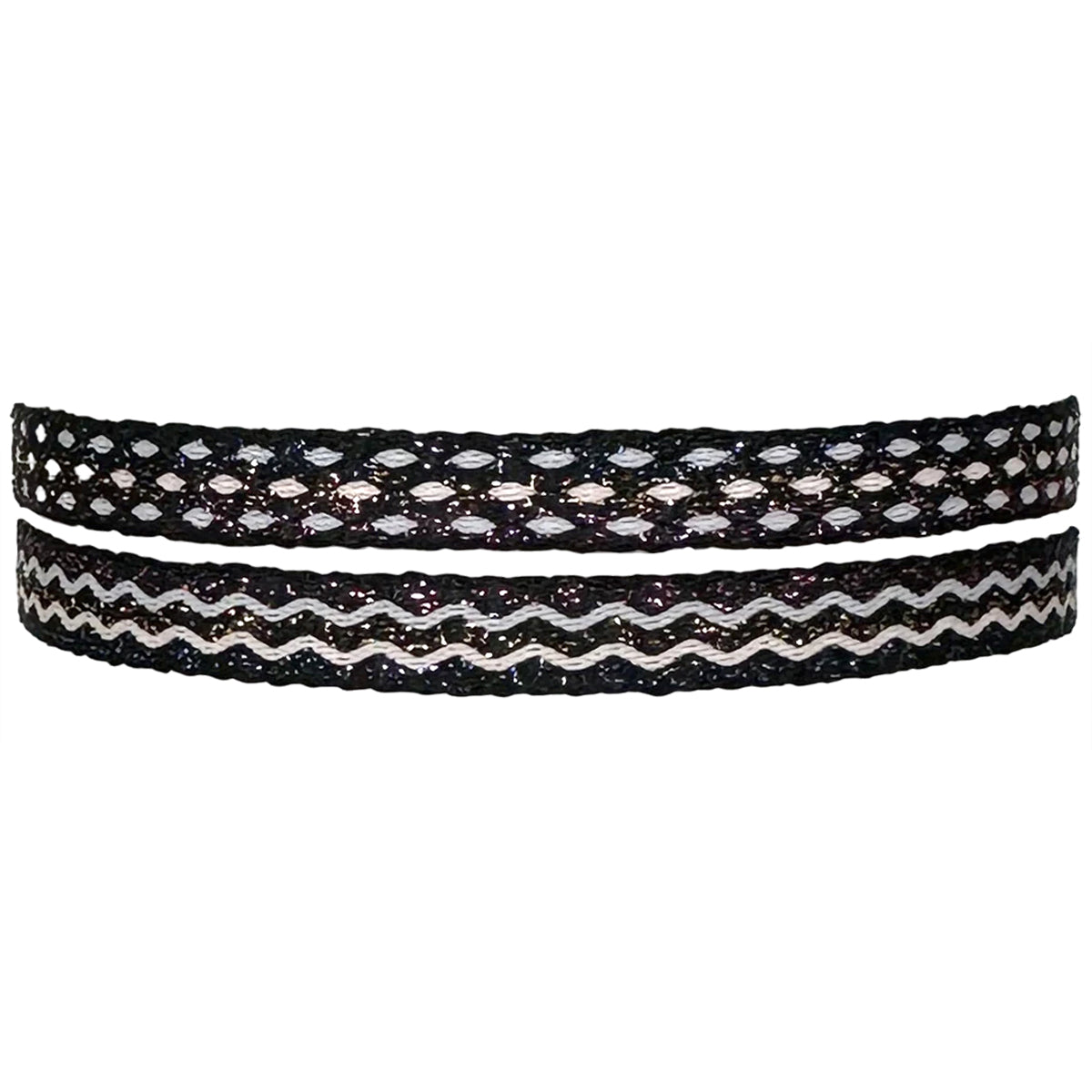 Handmade Set of Two Bracelets In Purple, Gold and Black