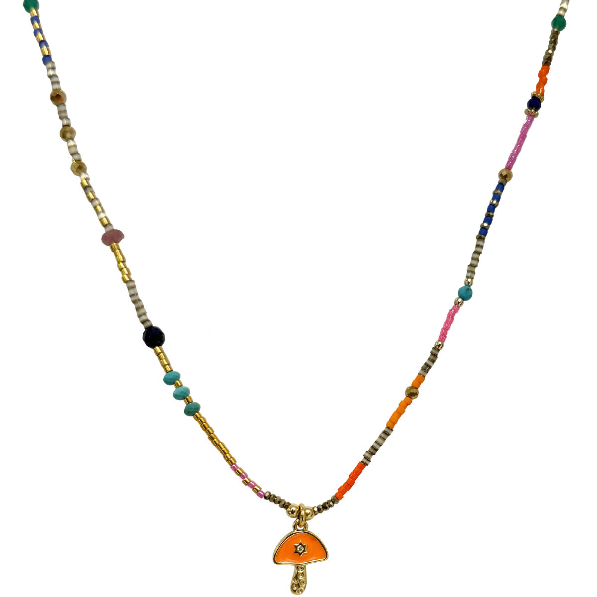 Orange Mushroom Handmade Necklace