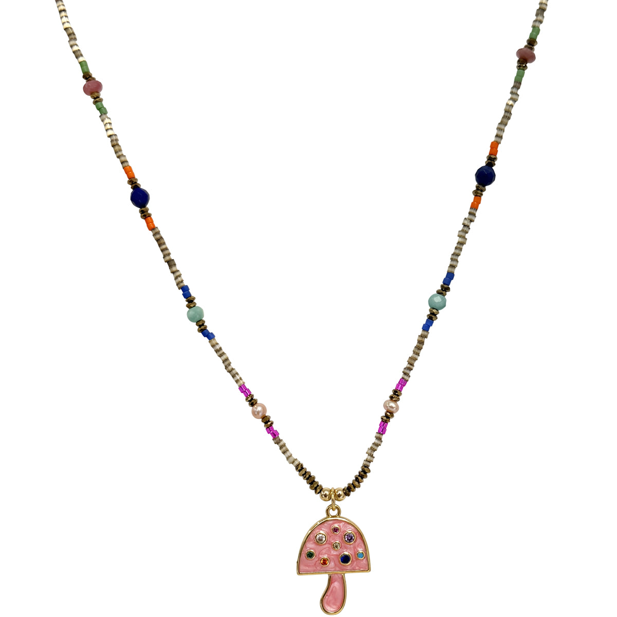 Pink Mushroom Handmade necklace
