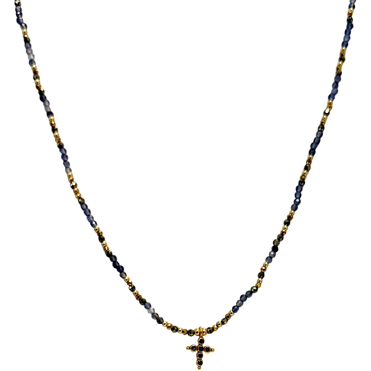 Iolite & Blue Topaz Cross Necklace