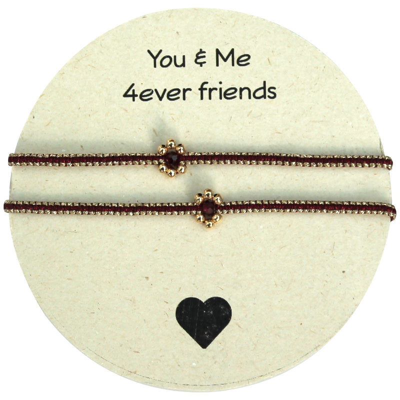 SET OF TWO FLOWER BRACELETS IN BURGUNDY & GOLD