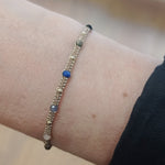 HANDMADE STONE SAND BRACELET FEATURING  GEMSTONES AND GOLD BEADS DETAILS