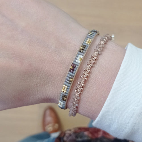 HANDMADE MARA BRACELET FEATURING CHOCOLATE MOONSTONE AND ROSE GOLD DETAILS