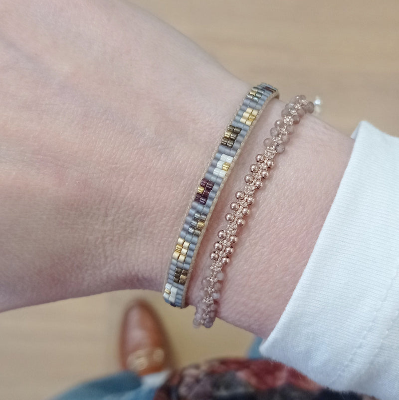HANDMADE MARA BRACELET FEATURING CHOCOLATE MOONSTONE AND ROSE GOLD DETAILS