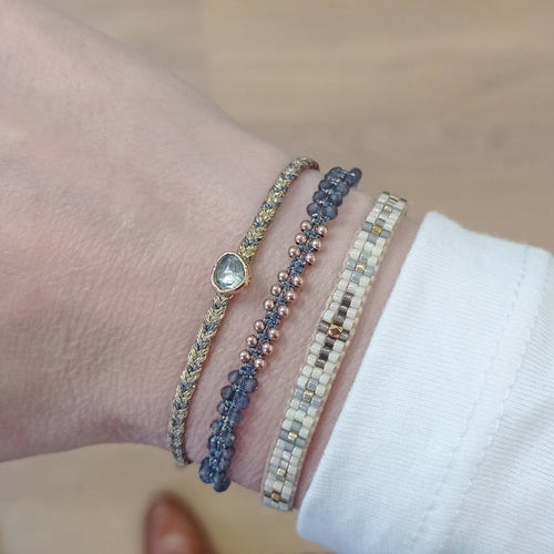 HANDMADE MARA BRACELET FEATURING IOLITE STONE AND ROSE GOLD DETAILS