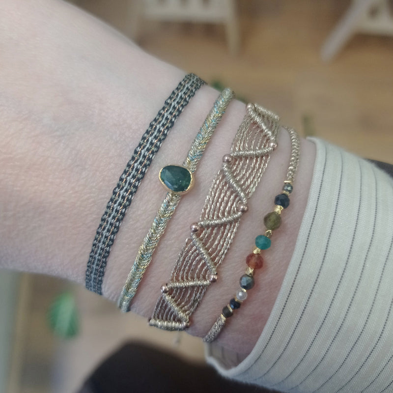 Designed and handwoven to be worn at all times using traditional artisanal handcrafting and techniques that take plenty of time and love  Details:  - Handwoven using Polyester  -Can be worn in the water  - Stainless steel "LeJu London" logo/tag  - Width 3mm