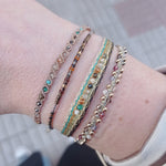 HANDWOVEN COLOR-LUSH BRACELET IN ROSE GOLD TONES FEATURING GEMSTONES DETAIL