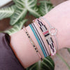 HANDMADE GLASS BEADS BRACELET IN PINK, GREY AND BLACK TONES