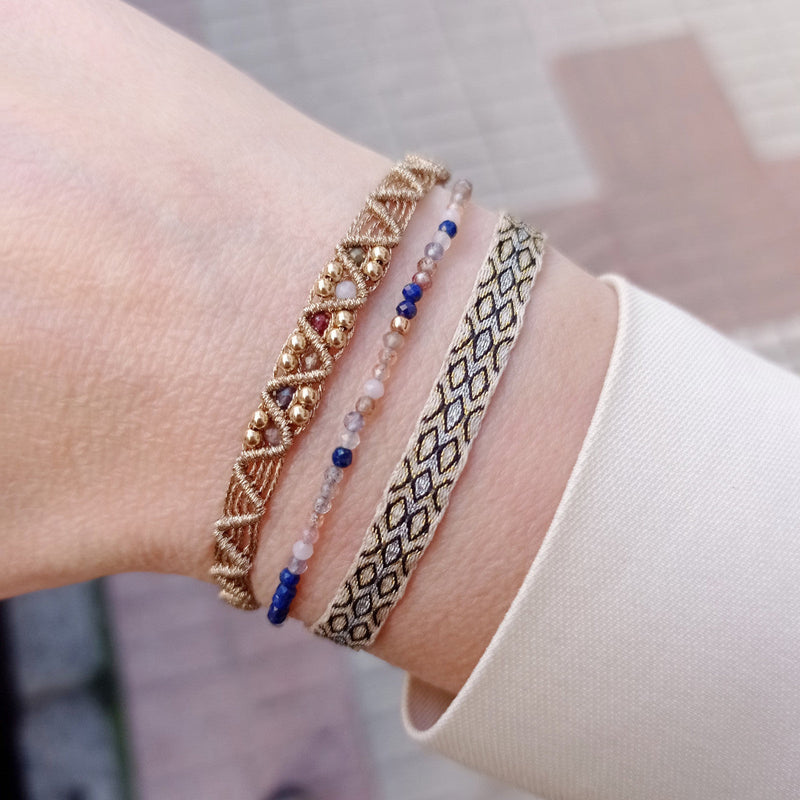 OCEAN HANDMADE GEMSTONE BRACELET IN PINK AND BLUE TONES
