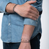 Handmade using  glass beads and 925 sterling silver squares, this cool bracelet will give to your looks a touch of style and elegance  Details:  -Japanesse glass beads  -925 sterling silver details   -Adjustable bracelet for men   - Width: 5 mm  - Can be worn in the water