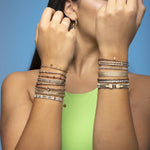 HANDMADE MIX BRACELET IN NEUTRAL TONES WITH INTERMIXED SEMI PRECIOUS STONES AND ROSE GOLD