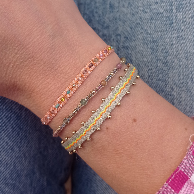 HANDMADE MIX BRACELET IN PINK AND ORANGE TONES