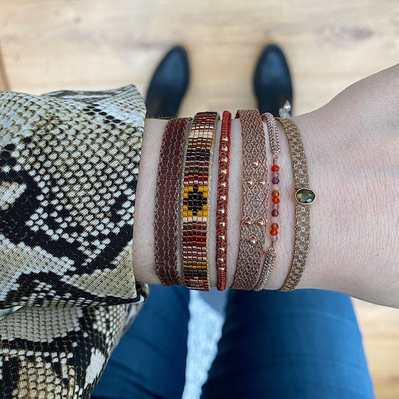 SET OF THREE BRACELETS IN TERRACOTTA & GOLD