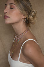 GOLD KIARA HOOP EARRINGS WITH INTERMIXED STONES