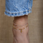 INTERMIXED SEMI-PRECIOUS STONES & ROSE GOLD ANKLET