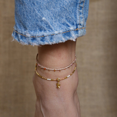 INTERMIXED SEMI-PRECIOUS STONES & ROSE GOLD ANKLET