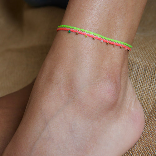 NEON PINK & YELLOW ANKLET