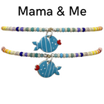 MAMA & ME HANDMADE FISH BRACELET SET IN BLUE TONES