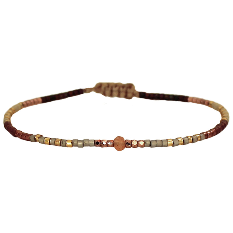 CALMING PEACH SUNSTONE SINGLE STRAND HANDMADE BRACELET