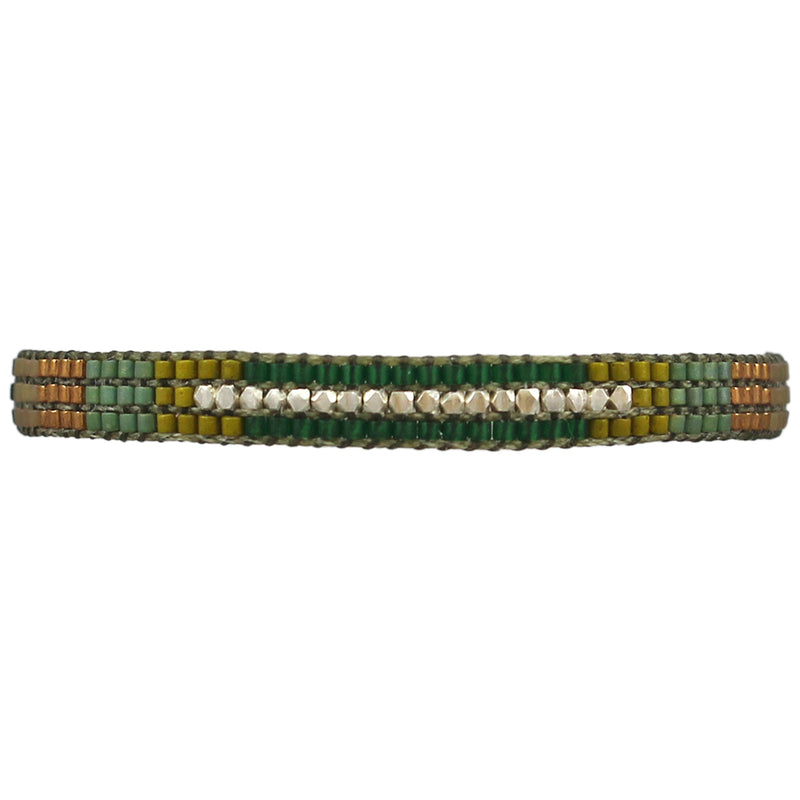 SINGLE WRAP BRACELET WITH STERLING SILVER FACETED BEADS