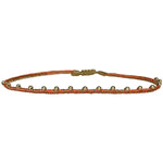 This unique Anklet design it is habdmade by our team of master artisans using metallic threads, pink tourmaline semi-precious stones and 14K gold filled beads. You can wear it under the water as we work with high quality materials.  Perfect for your summer holidays or to wear  with your favourite jeans  Details:  - Metallic threads  -Pink tourmaline semi-precious stones  - 14K gold filled beads  - Anklet adjustable Bracelet  -Width: 3mm  -Size closed is 20cm and open 32cm  -Can be worn in the  water