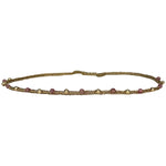 This unique Anklet design it is habdmade by our team of master artisans using metallic threads, pink tourmaline semi-precious stones and 14K gold filled beads. You can wear it under the water as we work with high quality materials.  Perfect for your summer holidays or to wear  with your favourite jeans  Details:  - Metallic threads  -Pink tourmaline semi-precious stones  - 14K gold filled beads  - Anklet adjustable Bracelet  -Width: 3mm  -Size closed is 20cm and open 32cm  -Can be worn in the  water
