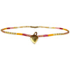 HANDMADE ANKLET BRACELET IN BRIGHT TONES WITH BRONZE HEART CHARM