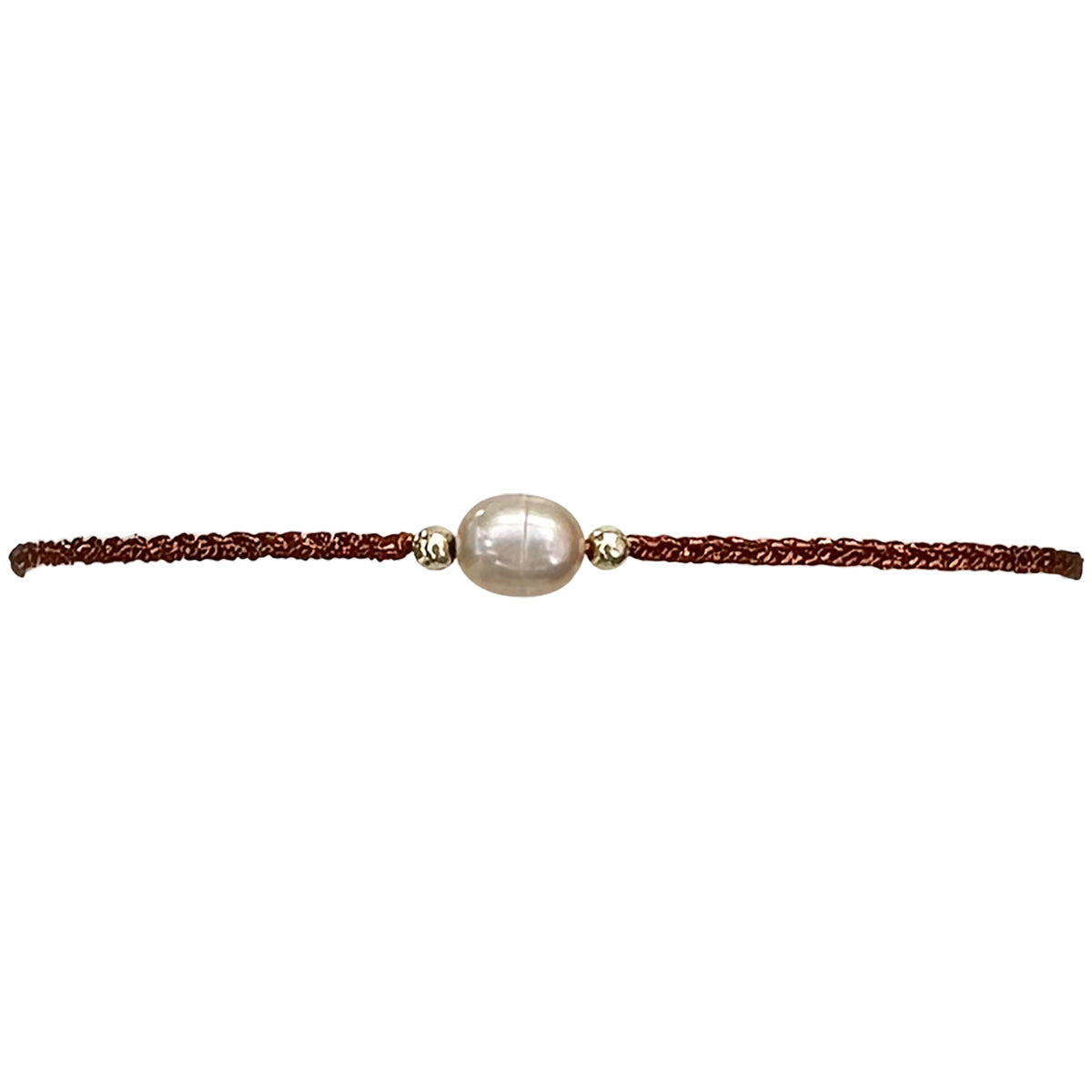 Make a confident statement with this delicate handmade bracelet. This design is handwoven by our team of artisans using metallic threads,14k gold filled beads and a freshwater pearl.  This bracelet is elegant and femenine, making it the perfect accessory for any occasion.  Details  - Metallic thread  - Freshwater pearl  - 14 k gold filled beads  - Adjustable Bracelet  -Width: 2mm  -Can be worn in the  wate