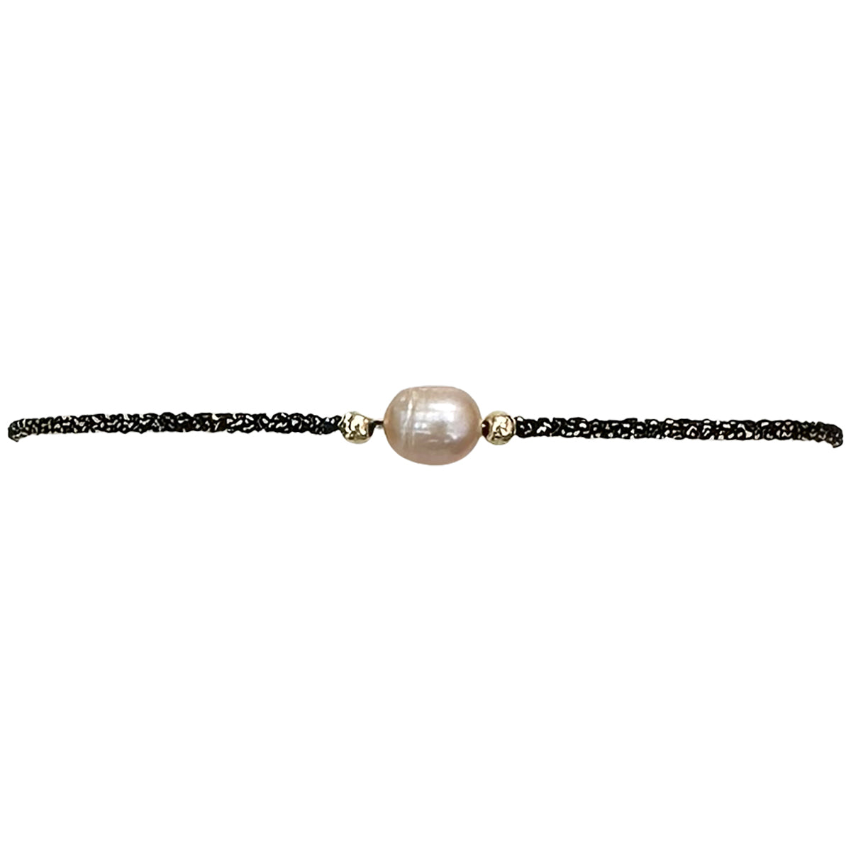 HANDMADE COCOA BRACELET IN DARK TONES FEATURING A FRESHWATER PEARL