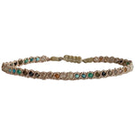 HANDWOVEN COLOR-LUSH BRACELET IN ROSE GOLD TONES FEATURING GEMSTONES DETAIL