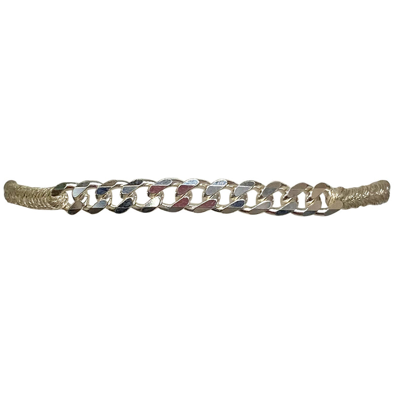 CURVE HANDMADE BRACELET WITH SILVER CHAIN DETAIL