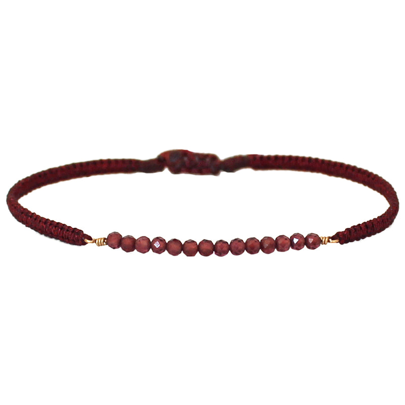 HANDMADE GEM BRACELET WITH RHODOLITE SEMI PRECIOUS STONES